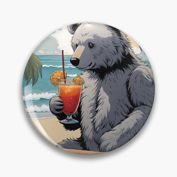 Artikelvorschau, Teddy an einem tropischen Strand, der einen Cocktail trinkt entworfen und verkauft von Colin Bentham.