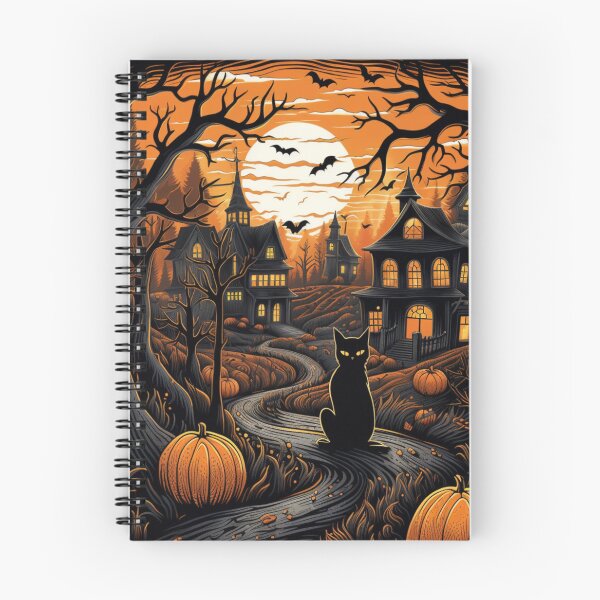 Item preview, Vintage Autumn Haloween Scene Black Cat Halloween Occult  designed and sold by GrinGalore.
