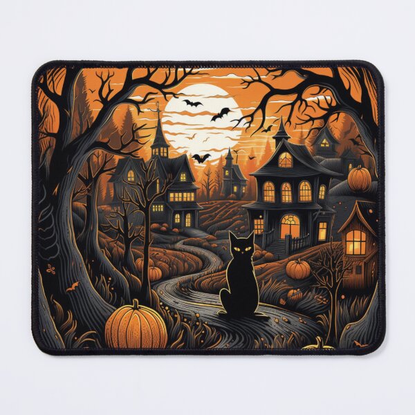 Item preview, Vintage Autumn Haloween Scene Black Cat Halloween Occult  designed and sold by GrinGalore.