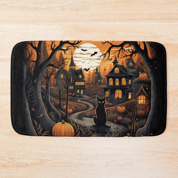 Item preview, Vintage Autumn Haloween Scene Black Cat Halloween Occult  designed and sold by GrinGalore.
