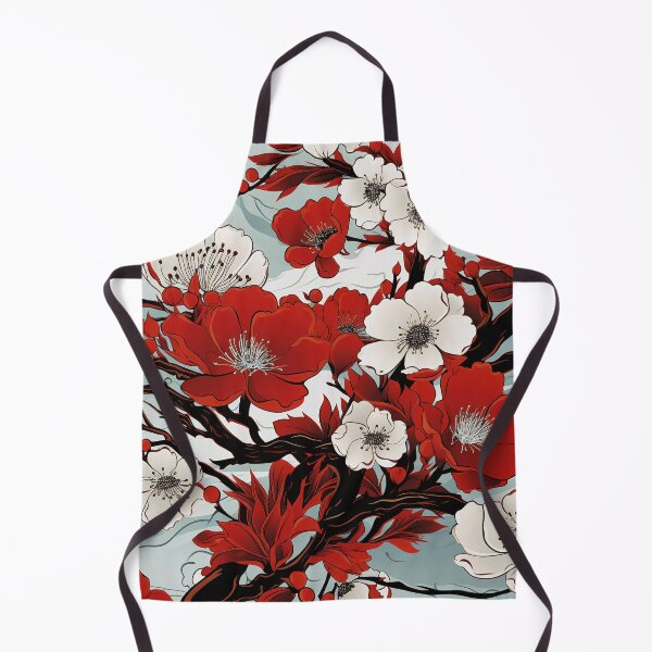 Item preview, cherry blossoms, sakura, japanese, floral, kimono, Japan, spring, white, gray, red designed and sold by KsaveraArt.