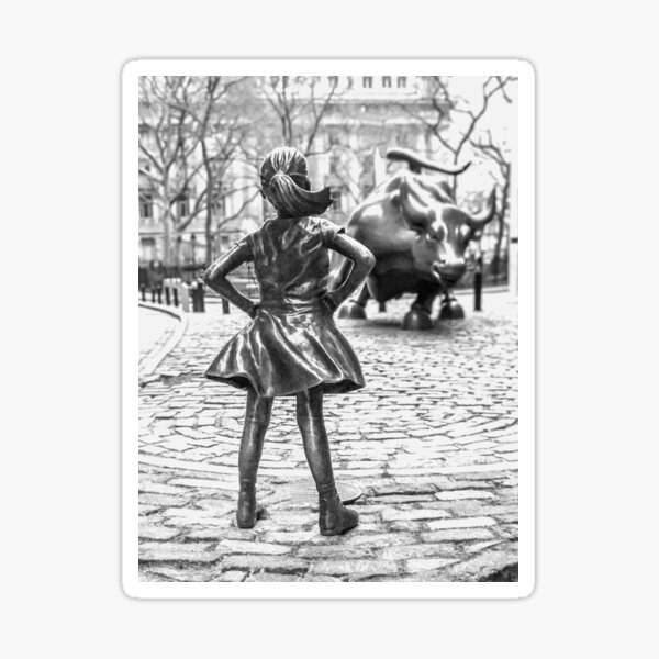 Fearless Girl And Wall Street Bull Statue - New York Sticker