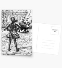 Fearless Girl And Wall Street Bull Statue - New York Postcards