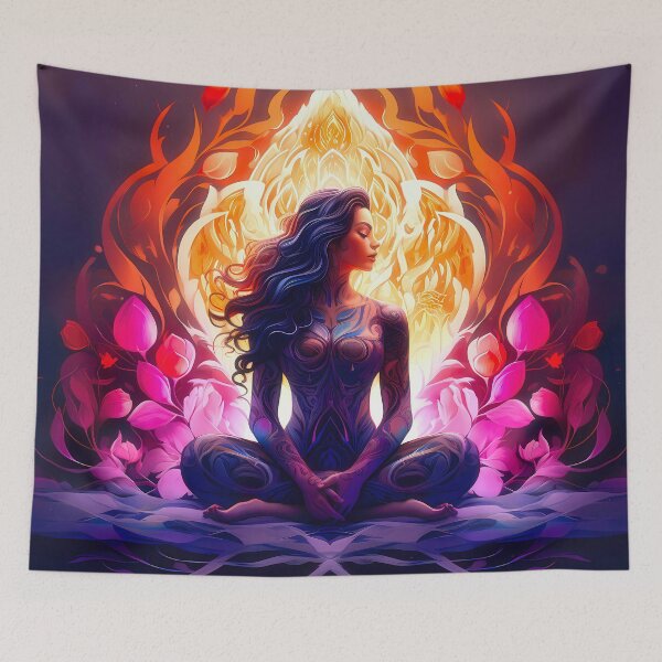 Item preview, Goddess of the Sacred and Divine Feminine, Divine Yoni - spiritual art spirituality divine feminine well-being portrait illustration drawing designed and sold by LvSoulCreations.