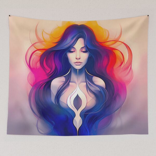 Item preview, Goddess of the Sacred and Divine Feminine, Yoni Heart - spiritual art spirituality divine feminine well-being portrait illustration drawing designed and sold by LvSoulCreations.