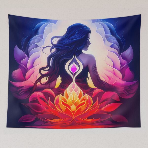 Item preview, Goddess of the Sacred and Divine Feminine, Yoni Heart - spiritual art spirituality divine feminine well-being portrait illustration drawing designed and sold by LvSoulCreations.