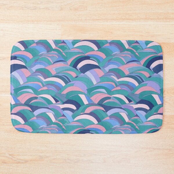 Item preview, Blue wavy pattern with a little pink designed and sold by Quixline.