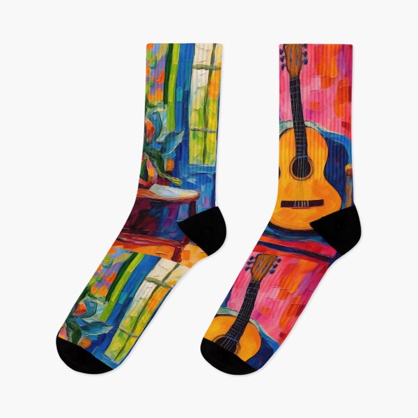 Item preview, Abstract Melodies: Fauvist Guitar Serenade and Enchanted Strings in Vibrant Color Palette designed and sold by OlfactoART Studio.