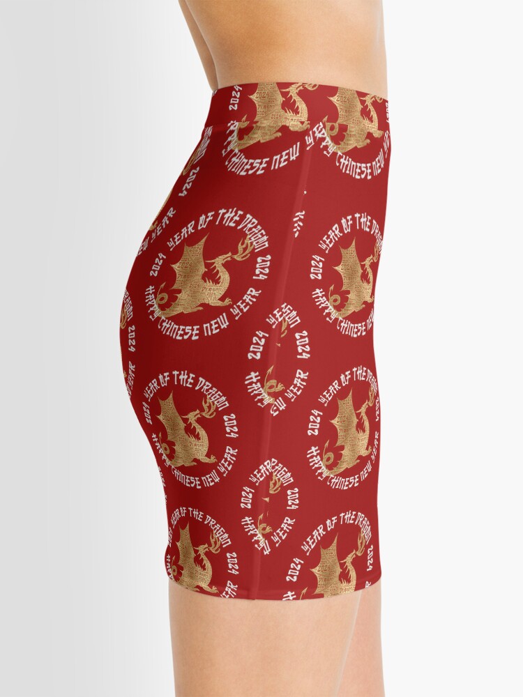 2024 Year of the Dragon, Happy Chinese New Year, Lunar New Year, Red  White and Gold Mini Skirt for Sale by StarryHeavens