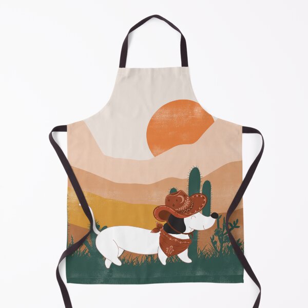 Item preview, Dachshund Dog with Cowboy Hat and Cowboy Scarf: Aprons designed and sold by Vachala.