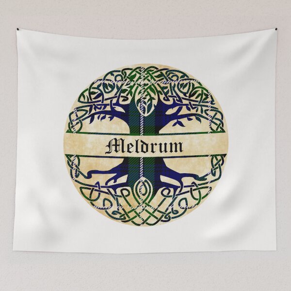 Artikelvorschau, Meldrum Tree of Life Clan schottischer Nachname Tartan entworfen und verkauft von BagTown Clans.