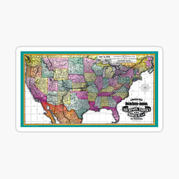 Item preview, Atchison, Topeka and Santa Fe Railroad Map 1888 designed and sold by Chuck Mountain.