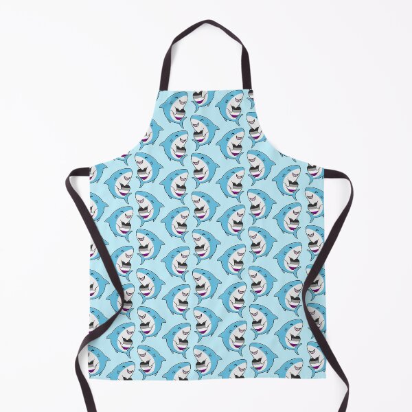 Item preview, Pattern of Cute Happy Blahaj Blue Sharks Holding Asexual Flag Hearts designed and sold by AroAxel.
