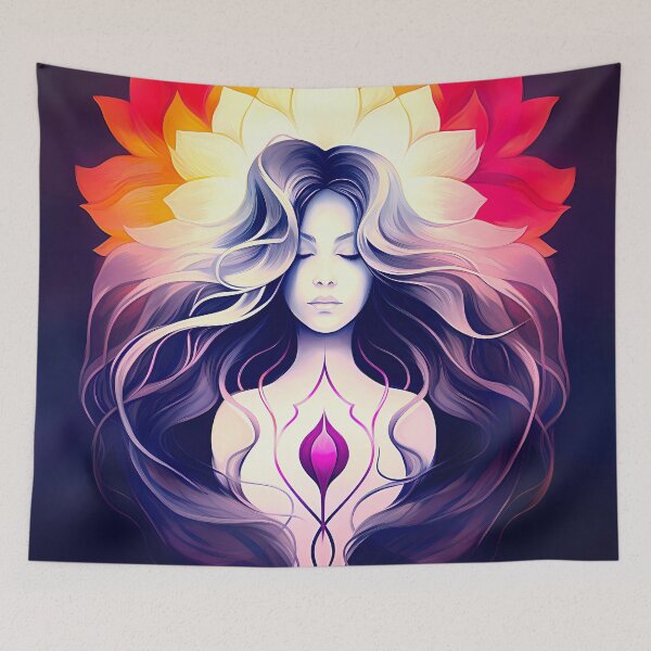 Item preview, Goddess of the Sacred and Divine Feminine, Yoni Heart - spiritual art spirituality divine feminine well-being portrait illustration drawing designed and sold by LvSoulCreations.