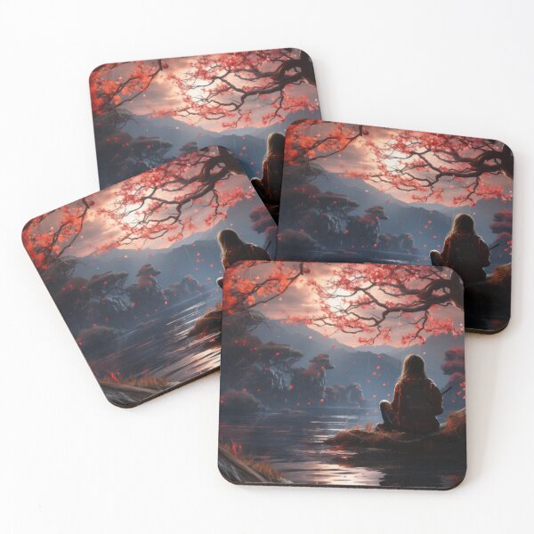 Item preview, Sunset over the Ocean: a Serene Landscape with Tree and Forest Silhouettes designed and sold by Domitian Tincaba.
