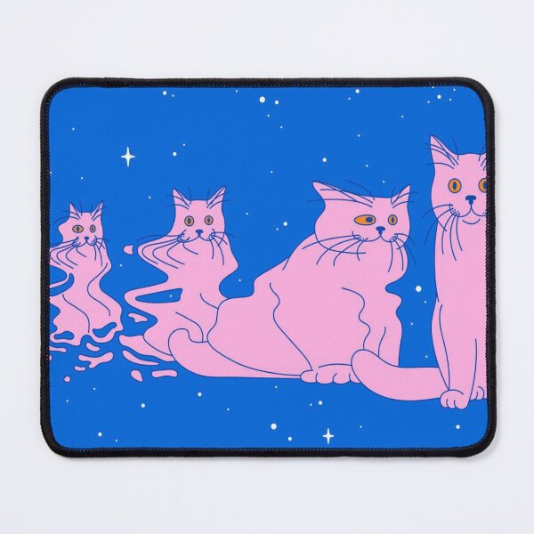 Item preview, Gradual Clarity: Five Pink Cats on Blue Background designed and sold by BeniSof.