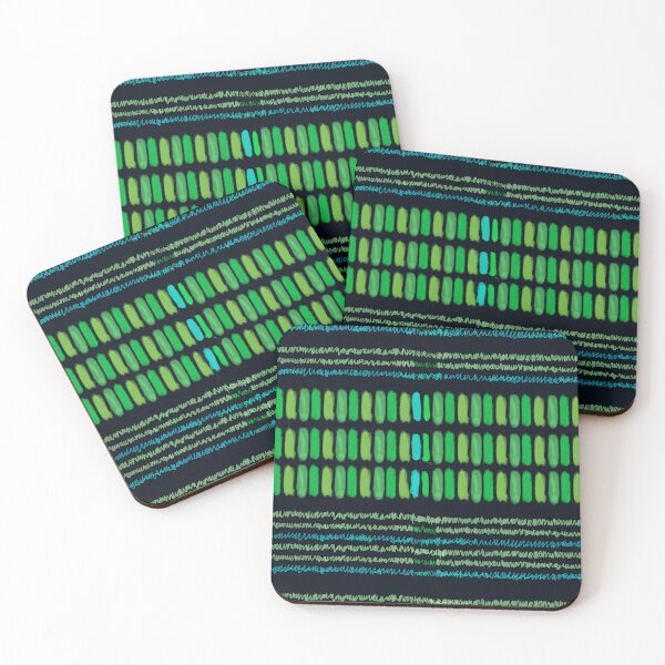 Item preview, Boho Waves and Stripes: Hand-Drawn Abstract Pattern - Red & Blue on Black designed and sold by ara-designs.