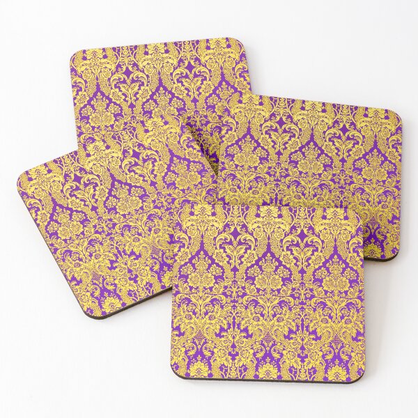 Item preview, gold and purple damask designed and sold by clemfloral.