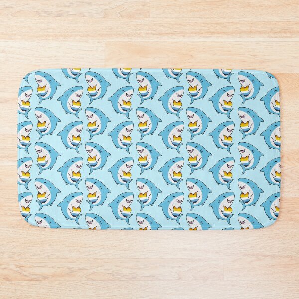 Item preview, Pattern of Cute Happy Blahaj Blue Sharks Holding Aromantic Asexual Flag Hearts designed and sold by AroAxel.