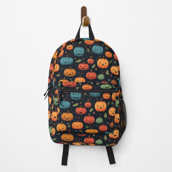 Item preview, Pumpkins with Faces on a Black Background Seamless Pattern designed and sold by overheadclick.