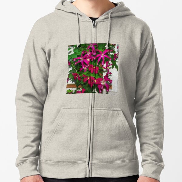 Clematis viticella Mme Julia Correvon Zipped Hoodie