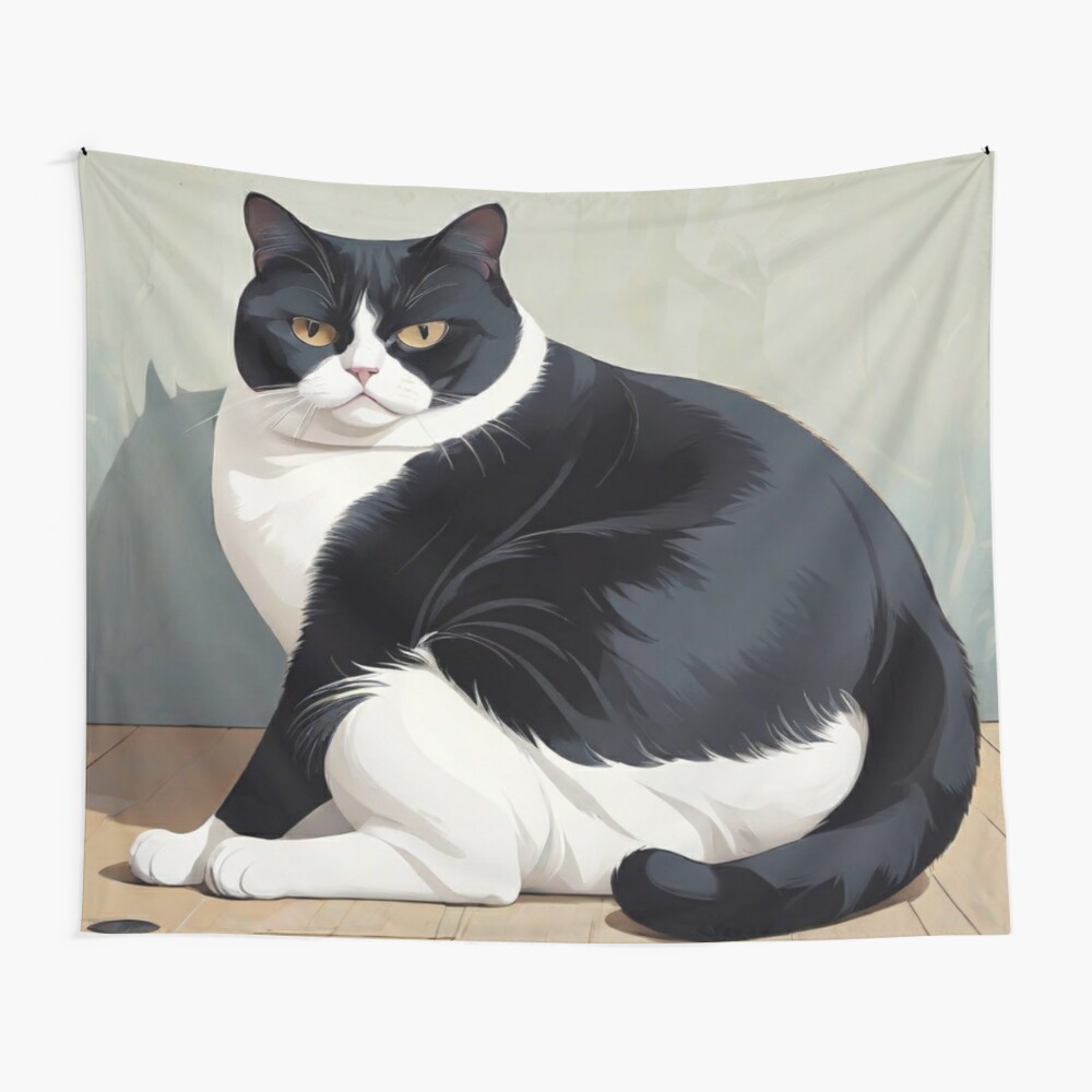 Fat Black and White Cat