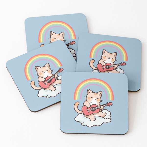 Item preview, Rainbow Cat Ukulele on Clouds - It's Gonna Be Uke designed and sold by lunaticbear.