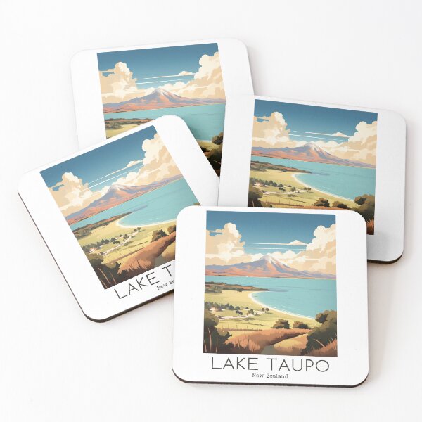 Item preview, A Vintage Travel Illustration of Lake Taupo - New Zealand  designed and sold by GoodOldVintage.