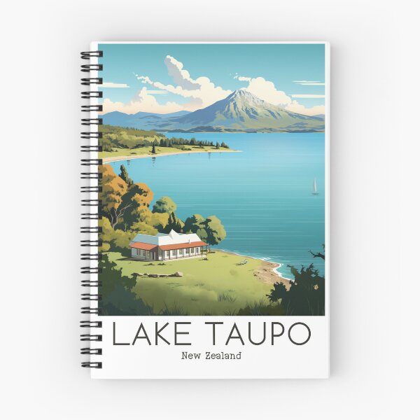 Item preview, A Vintage Travel Illustration of Lake Taupo - New Zealand  designed and sold by GoodOldVintage.