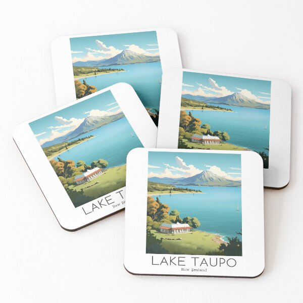 Item preview, A Vintage Travel Illustration of Lake Taupo - New Zealand  designed and sold by GoodOldVintage.