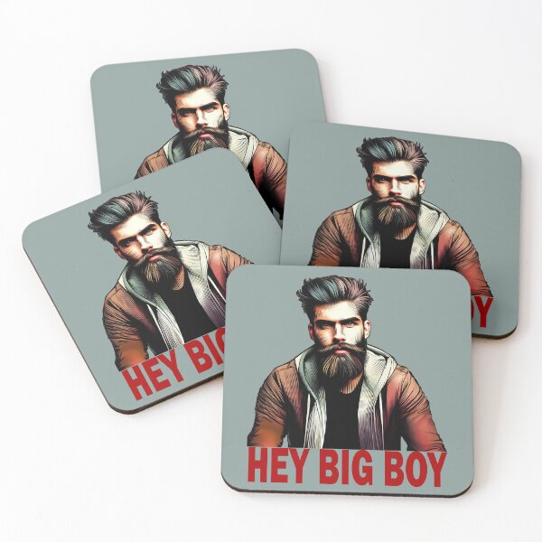 Item preview, "Hey Big Boy" Bearded Guy (Red Font) designed and sold by LthrDaddyBear.