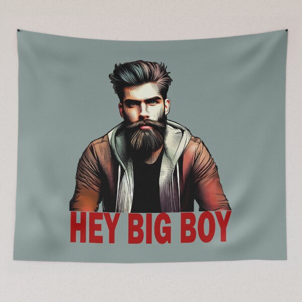 Item preview, "Hey Big Boy" Bearded Guy (Red Font) designed and sold by LthrDaddyBear.