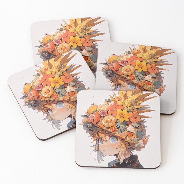 Item preview, Adorable Floral Pineapple Hat Anime Girl designed and sold by bubblegoth.