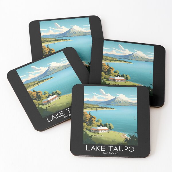 Item preview, A Vintage Travel Illustration of Lake Taupo - New Zealand  designed and sold by GoodOldVintage.