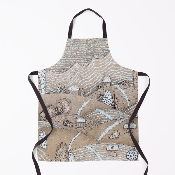 Item preview, Winter mountain village brown drawing designed and sold by KAY Artists.