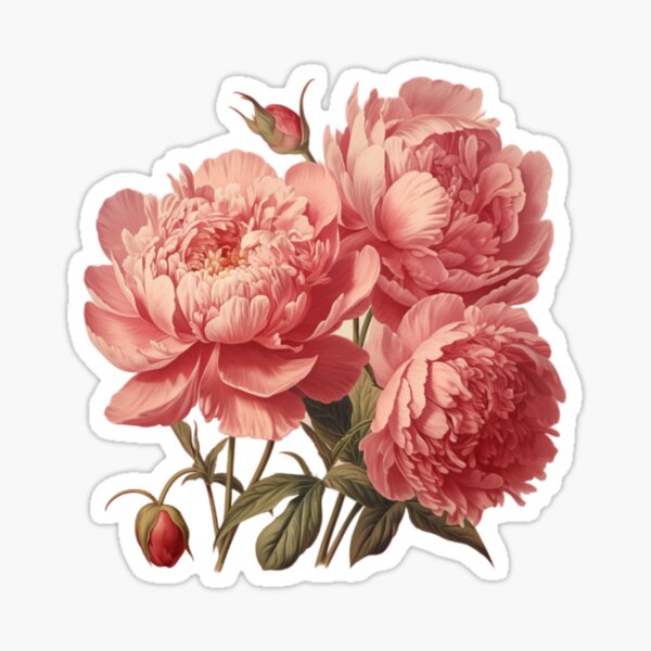 Item preview, Vintage Illustration : Peony Flowers designed and sold by Reveriememory.