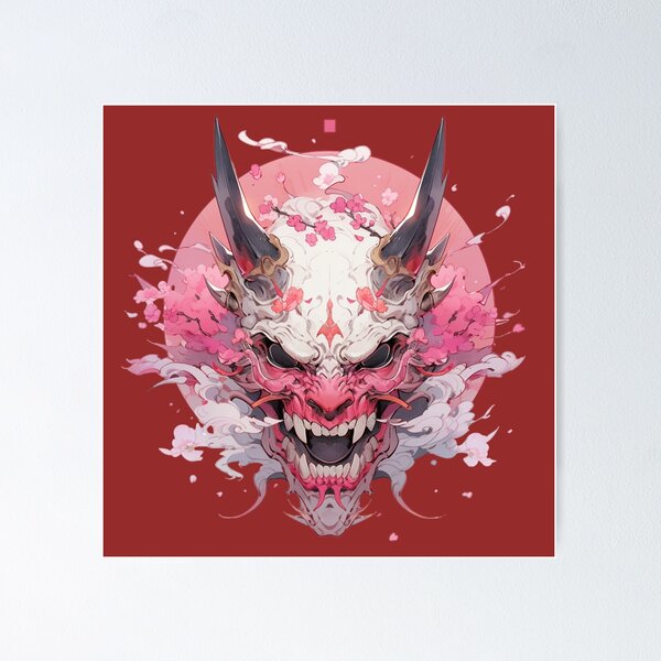 Item preview, Oni Demon Mask Pink Cyberpunk designed and sold by Nightarcade.