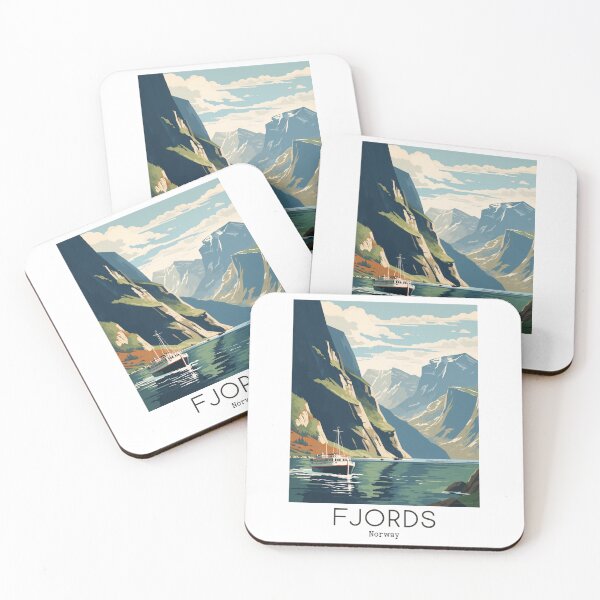 Item preview, A Vintage Travel Illustration of the Fjords - Norway  designed and sold by GoodOldVintage.