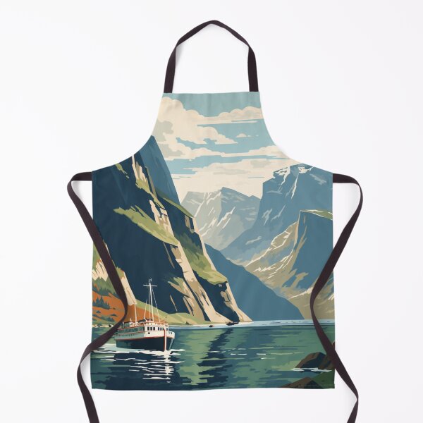 Item preview, A Vintage Travel Illustration of the Fjords - Norway designed and sold by GoodOldVintage.