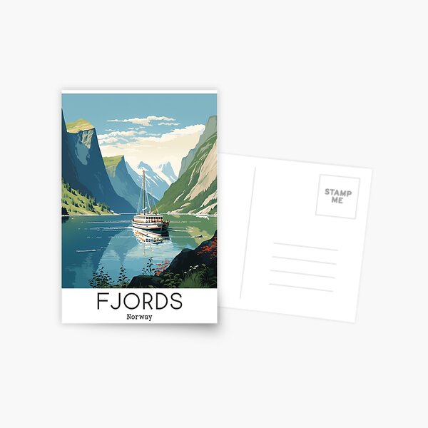 Item preview, A Vintage Travel Illustration of the Fjords - Norway  designed and sold by GoodOldVintage.
