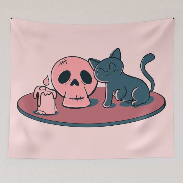 Item preview, Kitty and Skull (Pink) designed and sold by makell-creates.