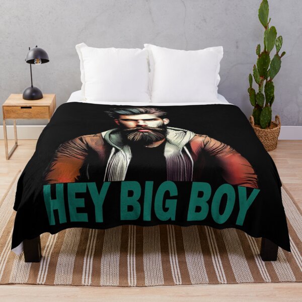 Item preview, "Hey Big Boy" Bearded Guy (Teal Font, Black Background) designed and sold by LthrDaddyBear.