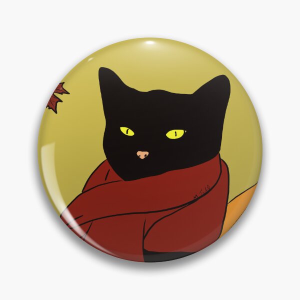 Item preview, Fall Black Cat in Red Scarf With Pumpkin designed and sold by Melindatodd.