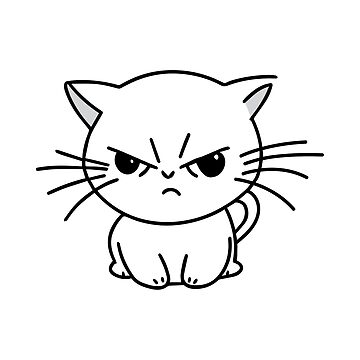 vector art illustration, cute cat is angry, animal character flat