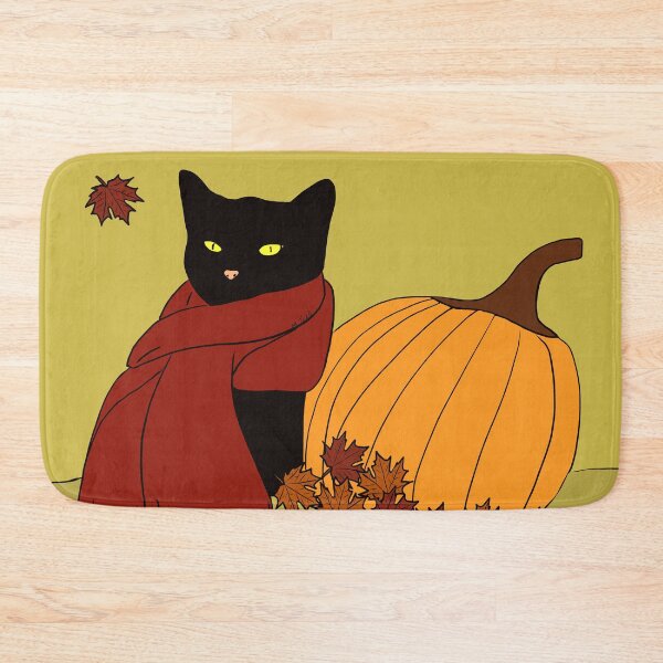 Item preview, Fall Black Cat in Red Scarf With Pumpkin designed and sold by Melindatodd.