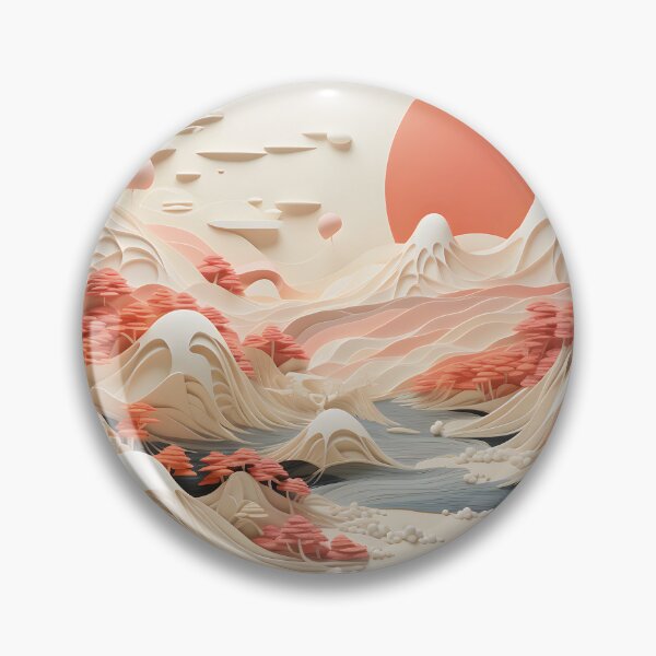 Item preview, Paisaje de montaña de corte de papel japonés designed and sold by etherinkAI.