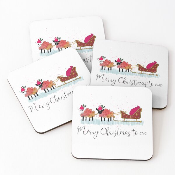 Item preview, Fun Festive Sheep With Sleigh Merry Christmas To Ewe designed and sold by Playful Pixel Designs.