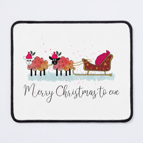Item preview, Fun Festive Sheep With Sleigh Merry Christmas To Ewe designed and sold by Playful Pixel Designs.