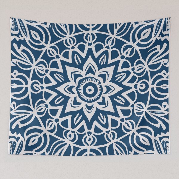 Item preview, Blue Slowflake Quilt Inspired Square Pattern - Winter Themed Patterns and Designs designed and sold by CoffeeJoeMugs.