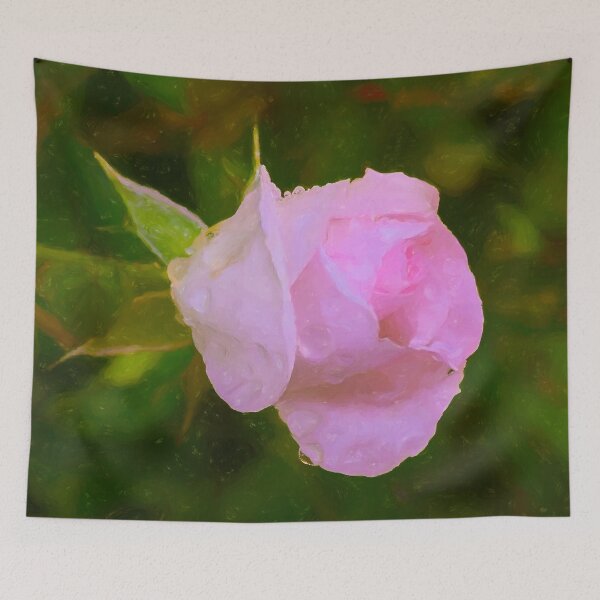 Item preview, Pink Rose with Water Droplets Close-up - Painting designed and sold by AlsknMommaBear2.